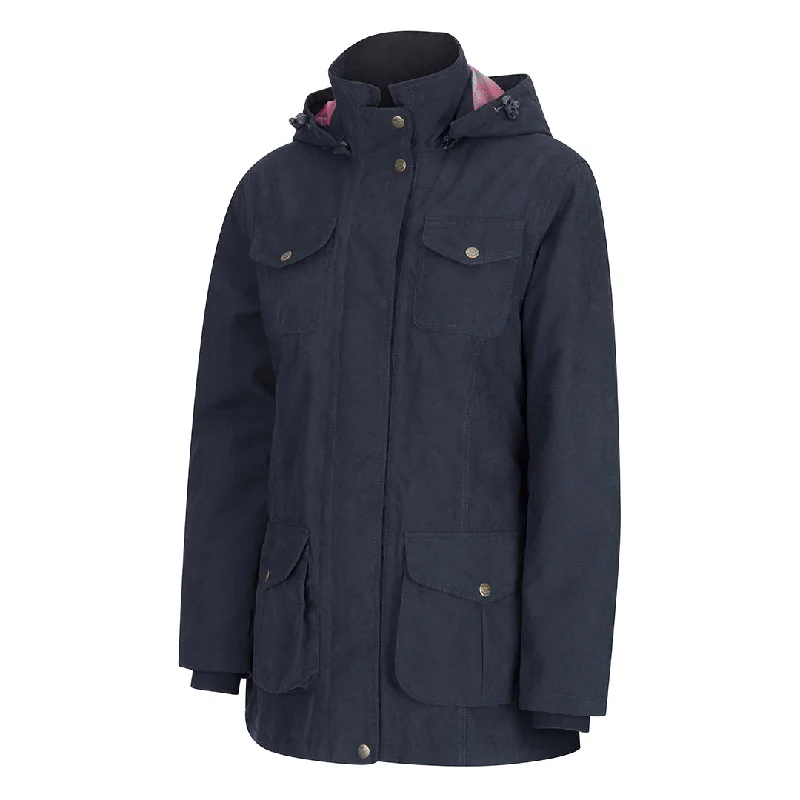 Struther Ladies Field Coat w/ Hood - Navy by Hoggs of Fife Double-Breasted Trench