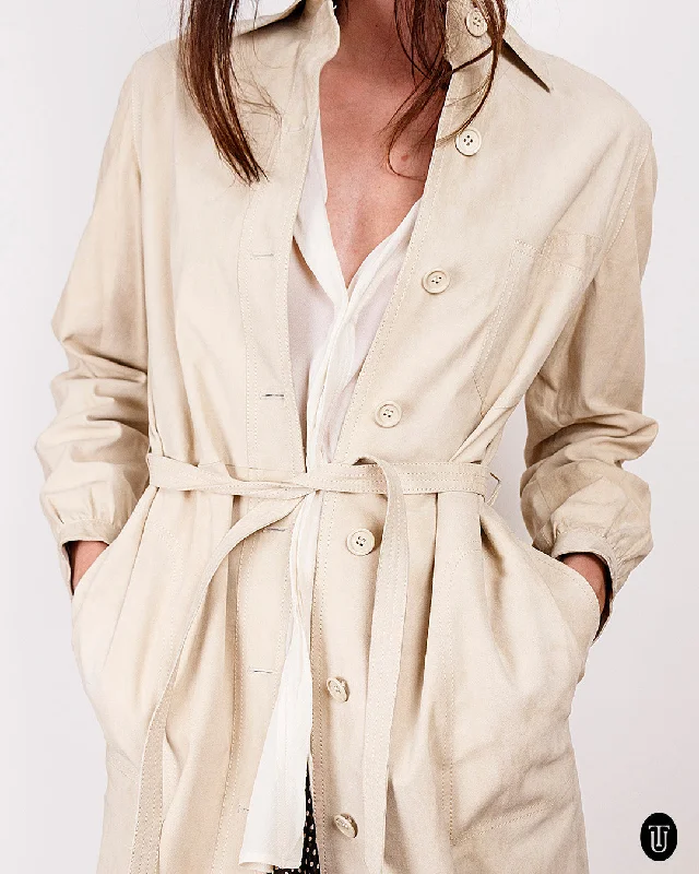 1970s Luxurious Tan Long Suede Coat S Quilted Hybrid Jacket