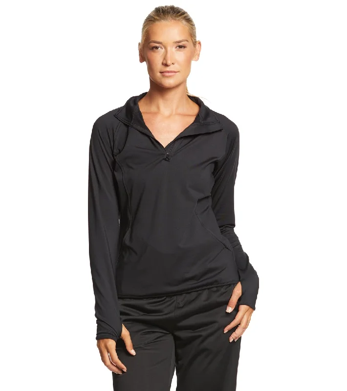 SwimOutlet Women's Sport-Tek® Sport-Wick® Stretch 1/2-Zip Pullover Black Gathered Sleeve Pullover