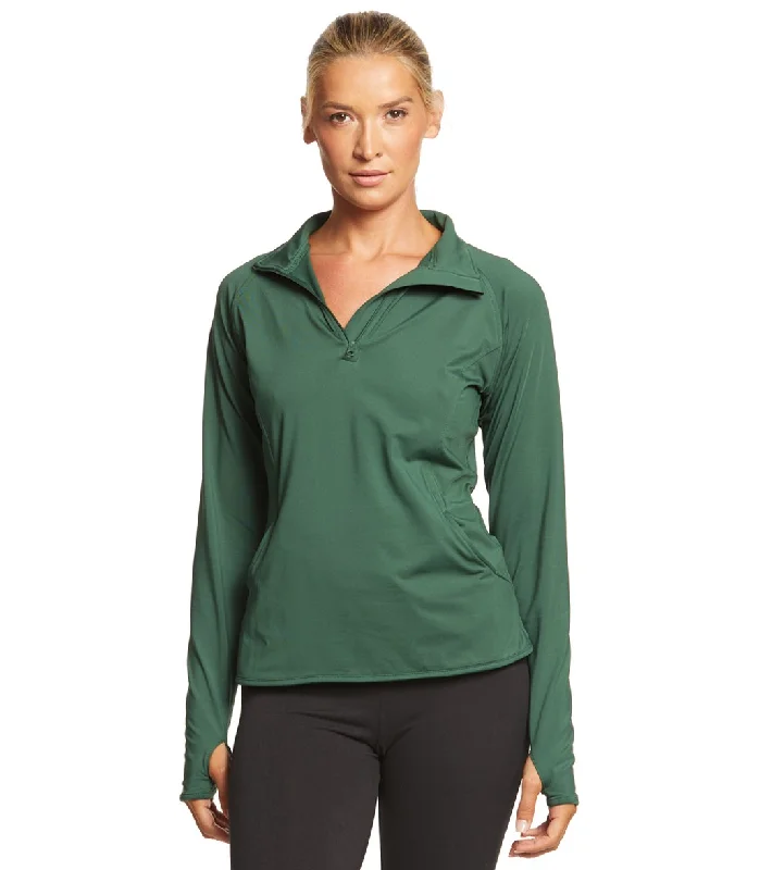 SwimOutlet Women's Sport-Tek® Sport-Wick® Stretch 1/2-Zip Pullover Forest Green Elbow Length Sleeve