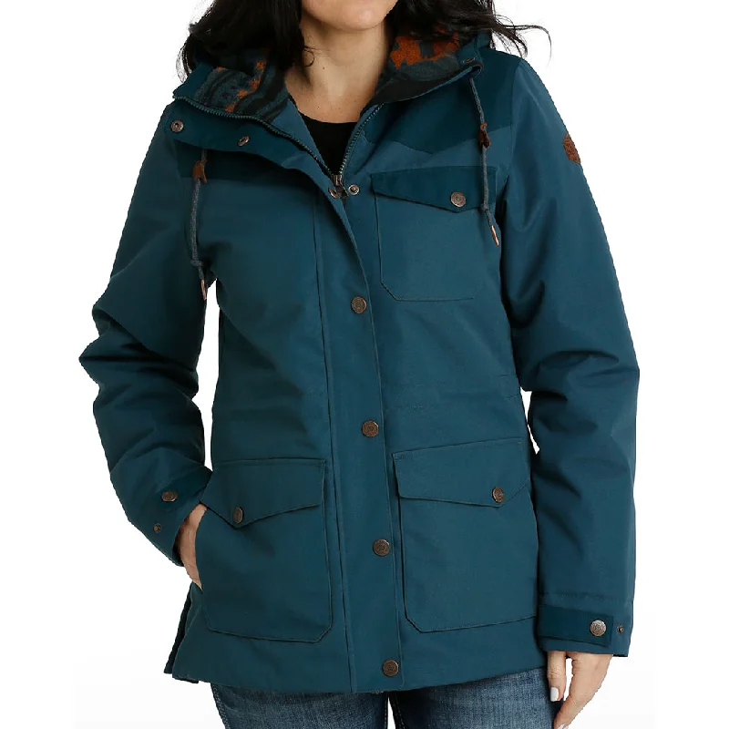 Cinch Women's Teal Barn Coat Streetwear Bomber Jacket