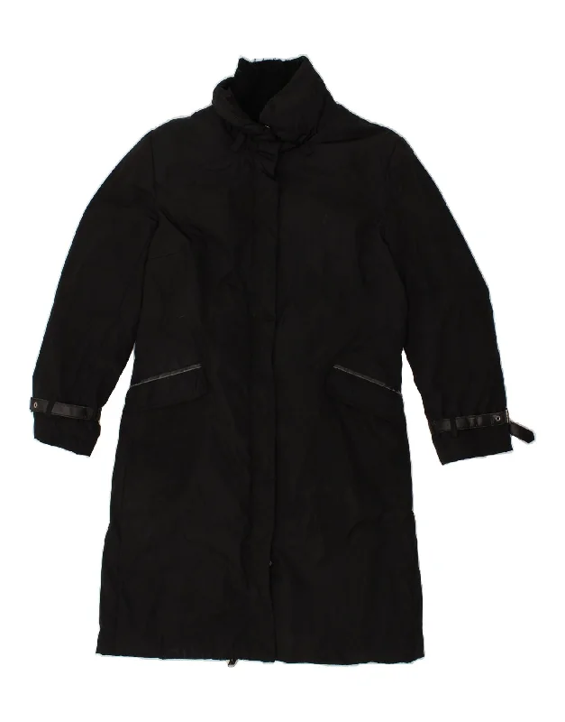 TRUSSARDI Womens Windbreaker Coat IT 46 Large Black Classic Riding Jacket