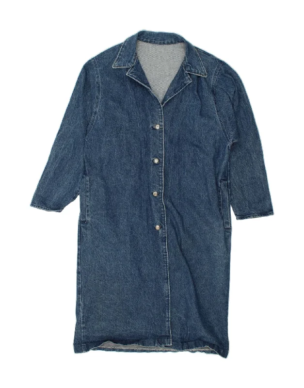 VINTAGE Womens Denim Coat UK 16 Large Blue Lightweight Windbreaker