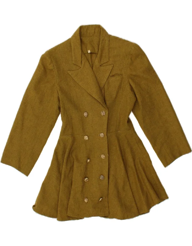 VINTAGE Womens Double Breasted Princess Coat IT 42 Medium Khaki Chic Oversized Blazer VINTAGE Womens Double Breasted Princess Coat IT 42 Medium Khaki Chic Oversized Blazer