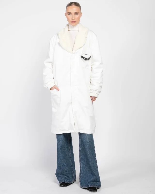 Shearling Lab Coat Cozy Knitted Poncho