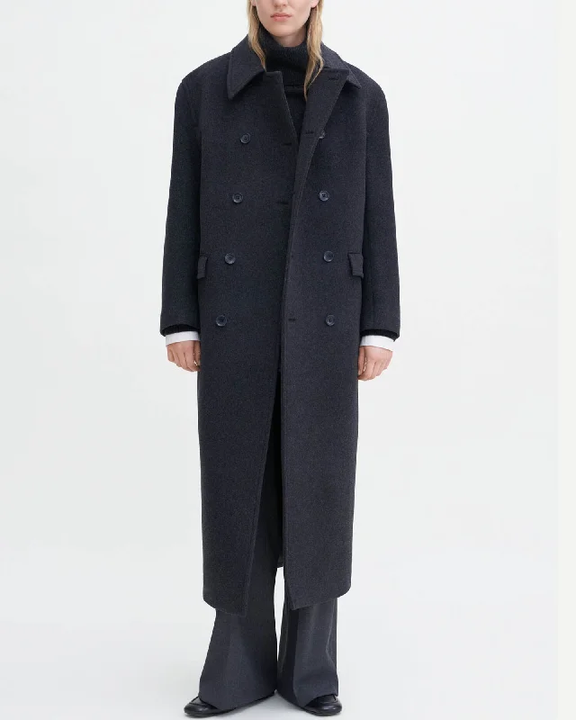 Double-Breasted Wool Coat Checkered Wool Shacket
