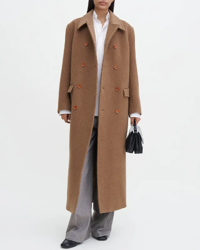 Double-Breasted Wool Coat Hooded Puffer Anorak