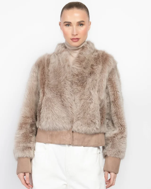 Bean Shearling Coat Ruched Sleeve Blazer