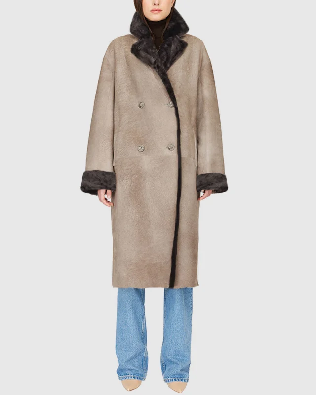 Elle Shearling Coat Modern Asymmetric Coat