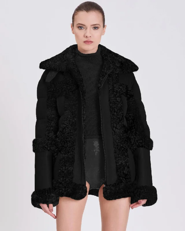 Calista Nylon Coat Stretch Fit Moto Jacket
