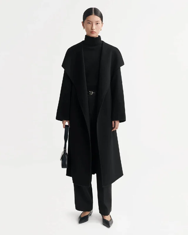 Long Coat Checkered Wool Shacket