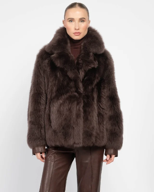 Shearling With Leather Coat Classic Riding Jacket