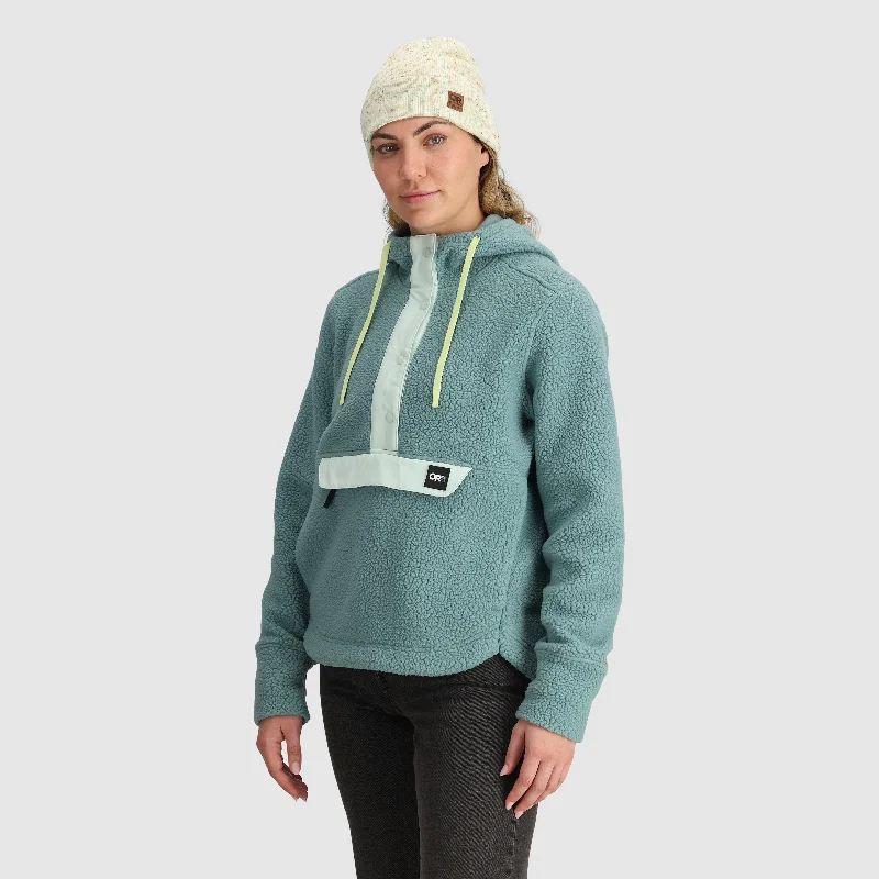 Women's Grayland Fleece Pullover Hoodie Fitted Ribbed Sweater