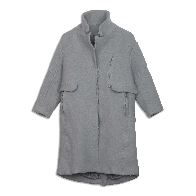 Wool Long Coat Belted Crossover Blazer