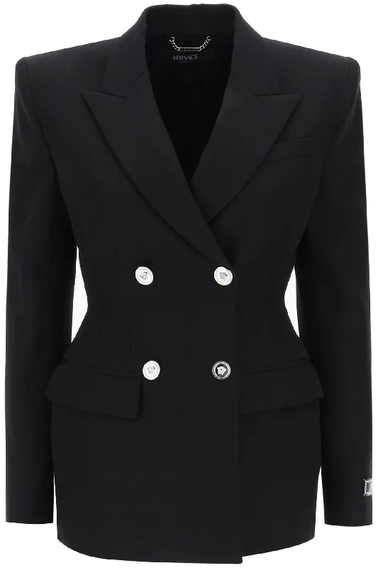 Hourglass Double-breasted Blazer  - Black