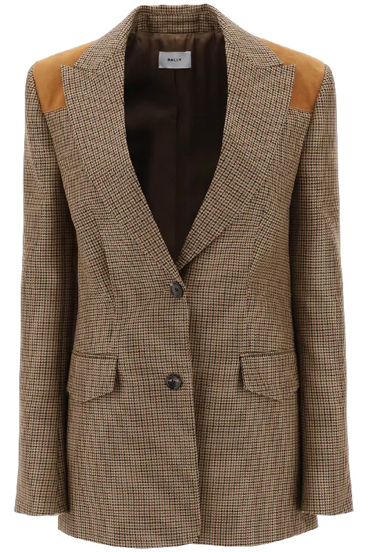 Houndstooth Single-breasted Blazer  - Beige