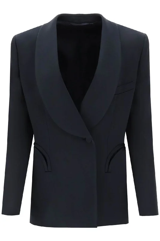 'heart Smoking Novalis' Double-breasted Blazer In Crepe Satin  - Blue