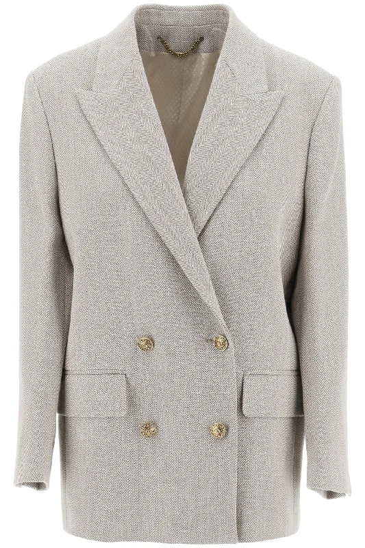 Double-breasted Blazer In H  - Beige