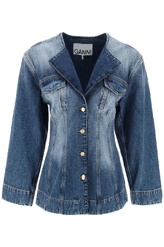 "denim Blazer With Sparkle  - Blue