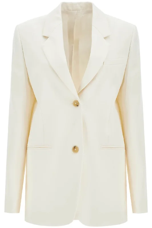 Single-breasted Canvas Blazer  - White