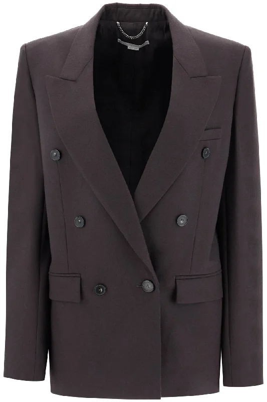 Double-breasted Wool Blazer  - Brown