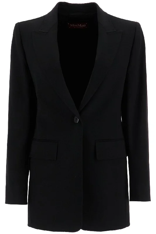 Wool Crepe Blazer With T  - Black