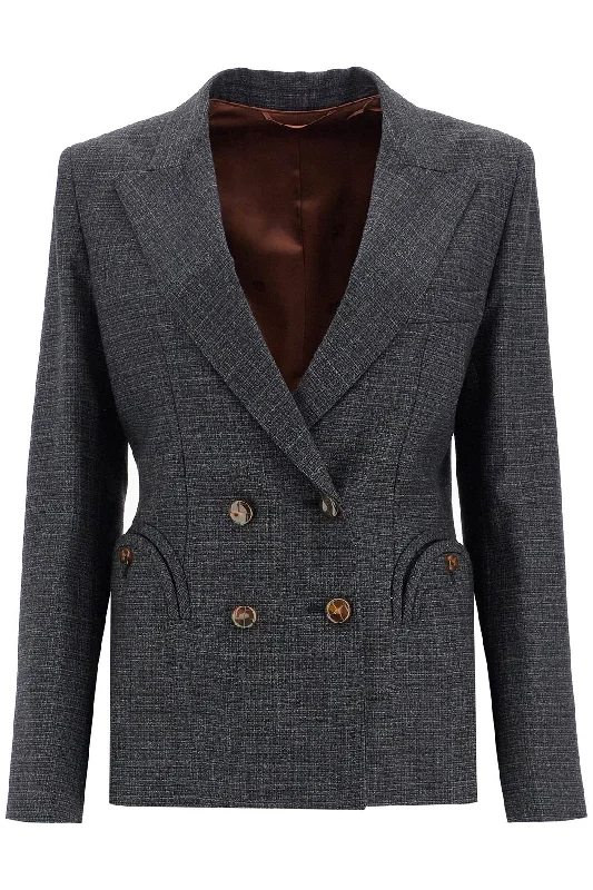 Hunley Double-breasted Wool Blazer  - Grey