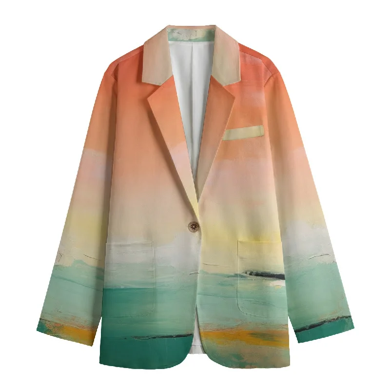 All-Over Print Women's Leisure Blazer | 245GSM Cotton 73 landscape, abstract, print