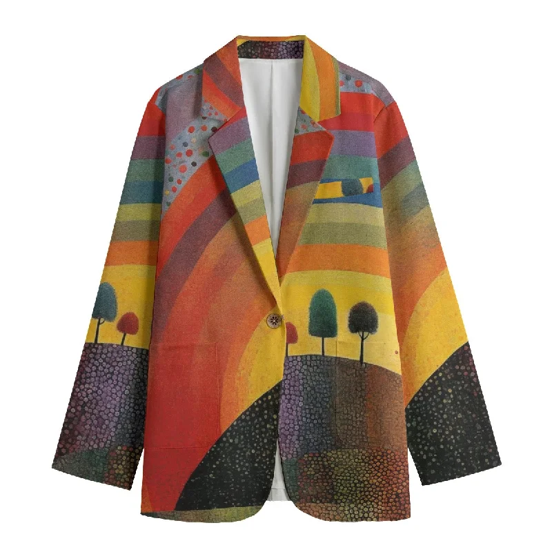 All-Over Print Women's Leisure Blazer | 245GSM Cotton61 landscape, abstract, print