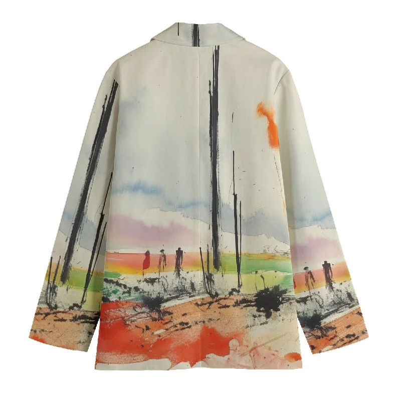 All-Over Print Women's Leisure Blazer | 245GSM Cotton47 landscape, abstract, print