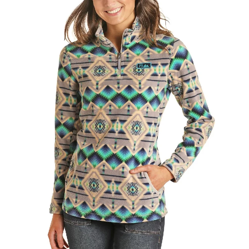 Panhandle Powder River Women's 1/4 Zip Pullover - Grey Blue