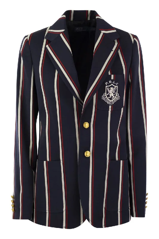 Striped blazer with crest