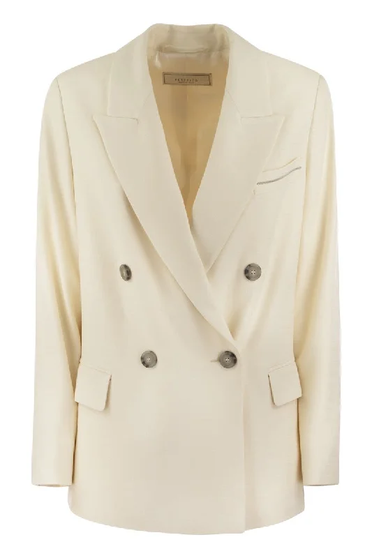 Viscose blend double-breasted blazer