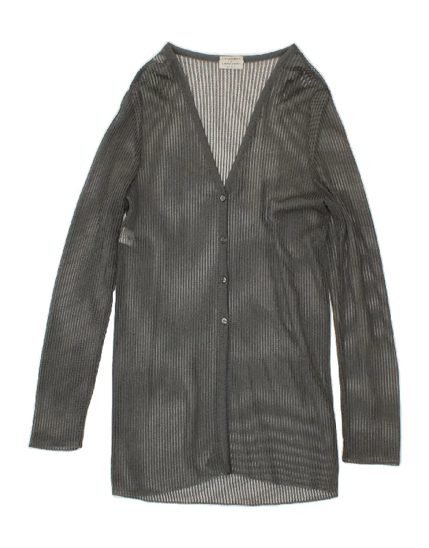 ALBERTA FERRETTI Womens Cardigan Sweater UK 14 Medium Grey Rayon Slim Fit Regular Fit Oversized