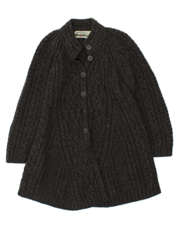 ARANCRAFTS Womens Longline Cardigan Sweater UK 12 Medium Grey Merino Wool Terry Terry Cloth Terry Knit ARANCRAFTS Womens Longline Cardigan Sweater UK 12 Medium Grey Merino Wool Terry Terry Cloth Terry Knit