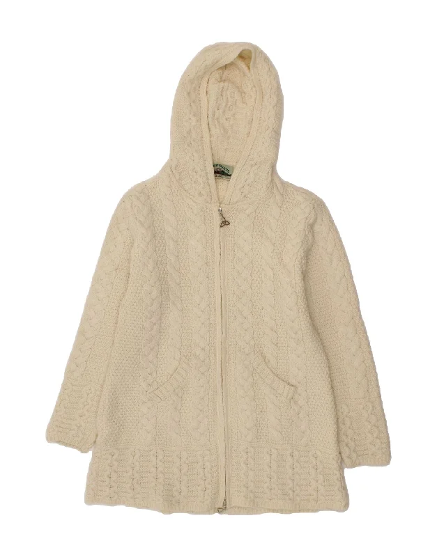ARANCRAFTS Womens Oversized Hooded Cardigan Sweater UK 6 XS Off White Stretchy Elastic Breathable ARANCRAFTS Womens Oversized Hooded Cardigan Sweater UK 6 XS Off White Stretchy Elastic Breathable