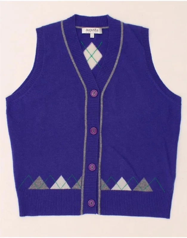 AUGUSTA Womens Weekend Sleeveless Cardigan Sweater UK 16 Large Blue Houndstooth Herringbone Solid AUGUSTA Womens Weekend Sleeveless Cardigan Sweater UK 16 Large Blue Houndstooth Herringbone Solid