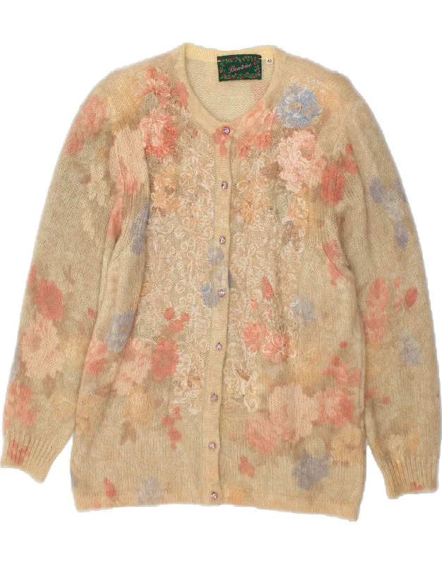 BEATRICE Womens Cardigan Sweater IT 48 XL Beige Floral Mohair Mesh Fabric Canvas Fabric Denim Fabric BEATRICE Womens Cardigan Sweater IT 48 XL Beige Floral Mohair Mesh Fabric Canvas Fabric Denim Fabric