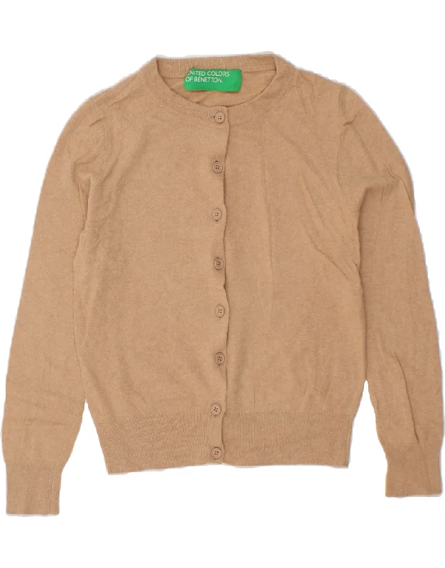 BENETTON Womens Cardigan Sweater UK 14 Medium Brown Front Pockets Side Pockets Patch Pockets BENETTON Womens Cardigan Sweater UK 14 Medium Brown Front Pockets Side Pockets Patch Pockets