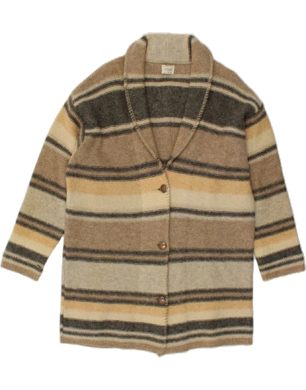 BENETTON Womens Longline 3/4 Sleeve Cardigan Sweater UK 14 Medium Beige Thin Thick Dense BENETTON Womens Longline 3/4 Sleeve Cardigan Sweater UK 14 Medium Beige Thin Thick Dense