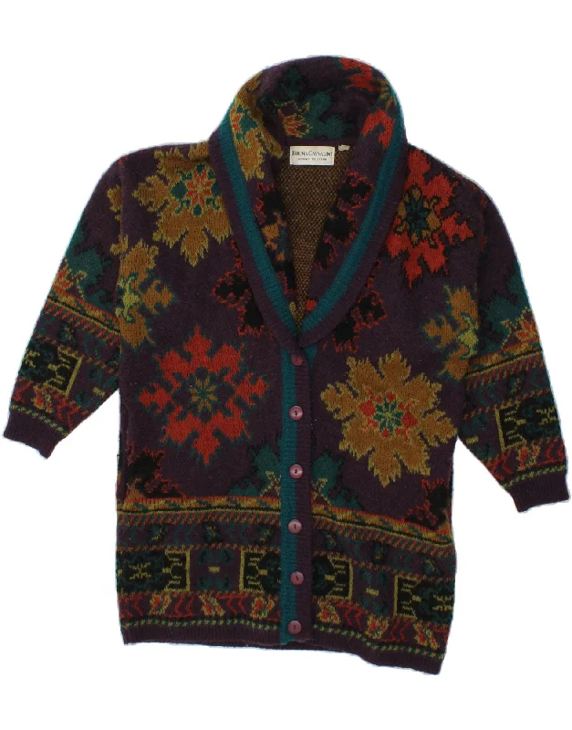BRUNA CAVVALINI Womens Longline Cardigan Sweater UK 16 Large Multicoloured Satin Blend Silk Blend Wool Blend BRUNA CAVVALINI Womens Longline Cardigan Sweater UK 16 Large Multicoloured Satin Blend Silk Blend Wool Blend