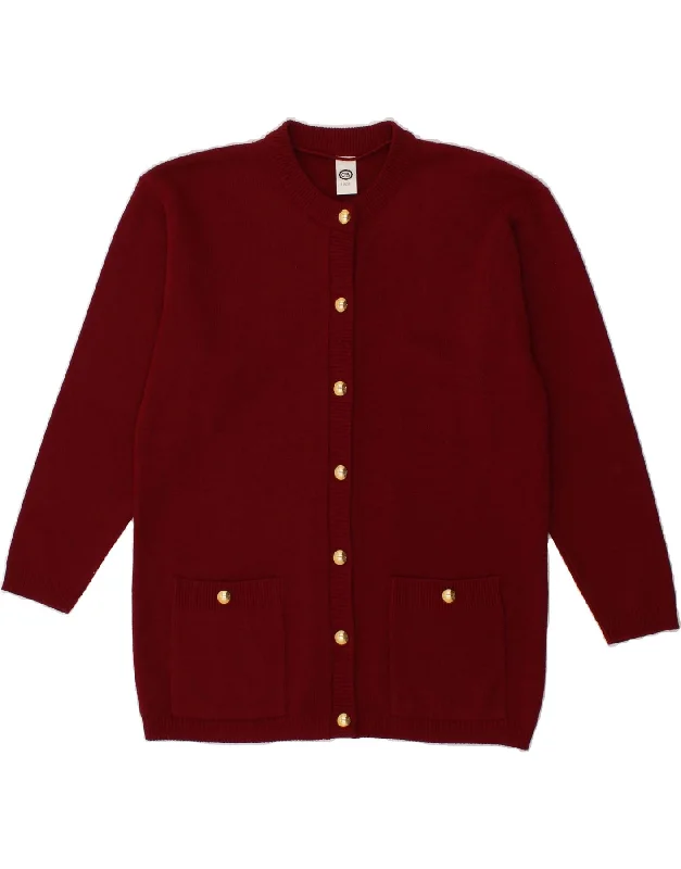 C&A Womens Oversized Cardigan Sweater EU 36/38 Small Burgundy Acrylic Zippered Front Buttoned Front Snap Front C&A Womens Oversized Cardigan Sweater EU 36/38 Small Burgundy Acrylic Zippered Front Buttoned Front Snap Front