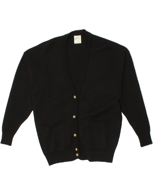CASTLE OF IRELAND Womens Cardigan Sweater UK 16 Large Black Wool Knit Fabric Woven Fabric Fleece Fabric CASTLE OF IRELAND Womens Cardigan Sweater UK 16 Large Black Wool Knit Fabric Woven Fabric Fleece Fabric
