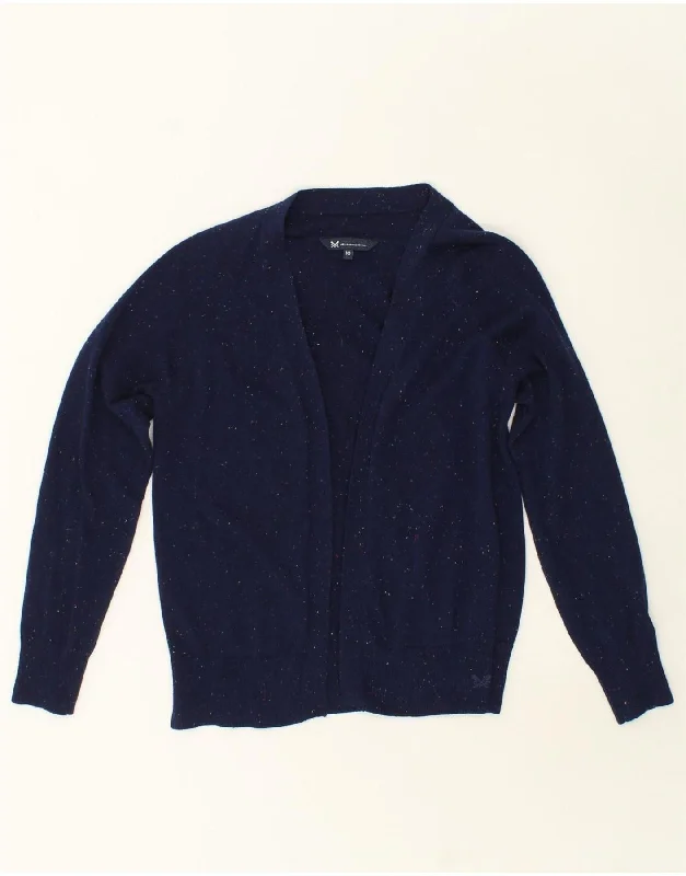 CREW CLOTHING Womens Cardigan Sweater UK 10 Small Navy Blue Flecked Cotton