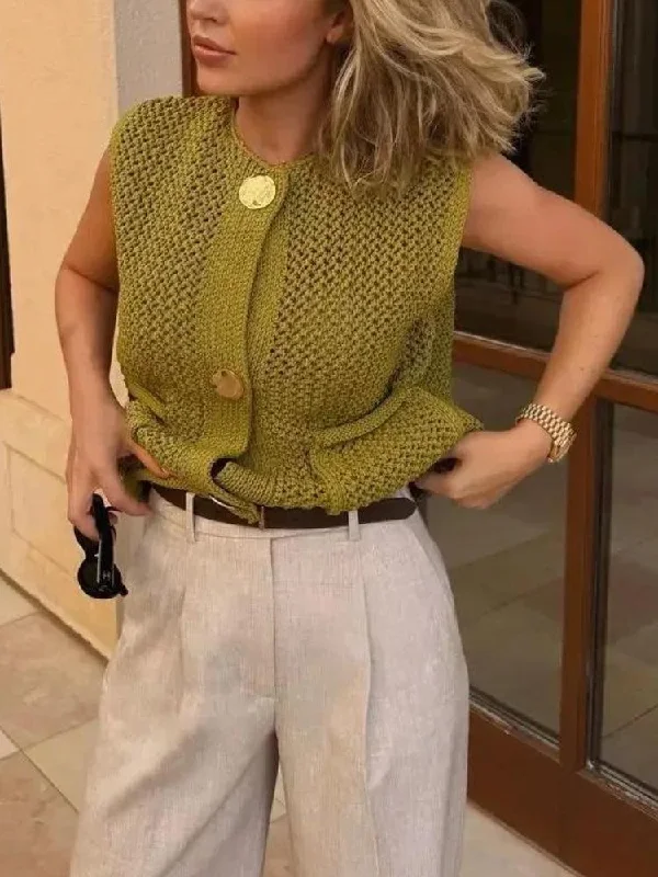 Crochet Sleeveless Cardigan Modern Contemporary chic