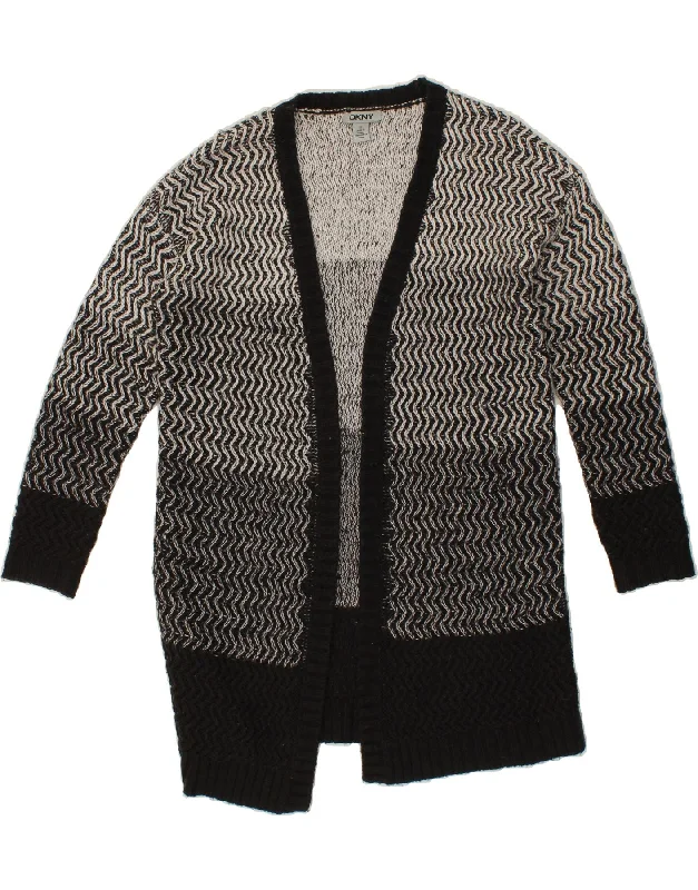 DKNY Womens Oversized Longline Open Cardigan Sweater UK 6 XS Grey Chevron Denim Fabric Leather Fabric Suede Fabric DKNY Womens Oversized Longline Open Cardigan Sweater UK 6 XS Grey Chevron Denim Fabric Leather Fabric Suede Fabric