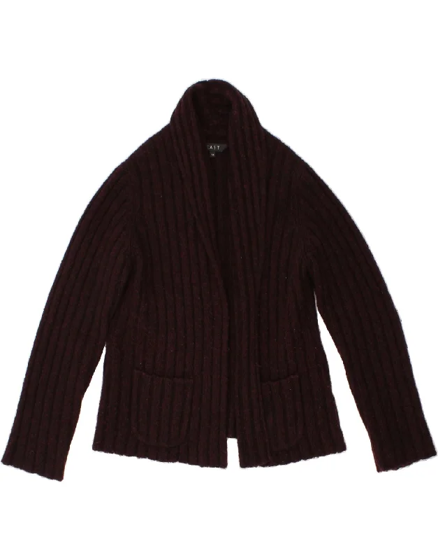 EAST Womens Open Cardigan Sweater UK 14 Large Burgundy Wool Front Pockets Side Pockets Patch Pockets EAST Womens Open Cardigan Sweater UK 14 Large Burgundy Wool Front Pockets Side Pockets Patch Pockets