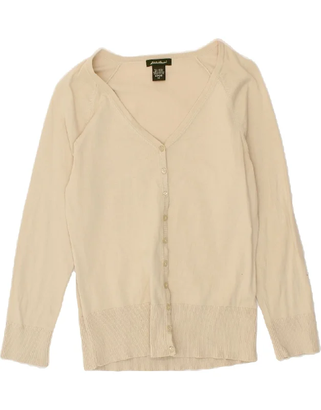 EDDIE BAUER Womens Cardigan Sweater UK 12 Medium Off White Cotton Satin Fabric Silk Fabric Chiffon Fabric EDDIE BAUER Womens Cardigan Sweater UK 12 Medium Off White Cotton Satin Fabric Silk Fabric Chiffon Fabric