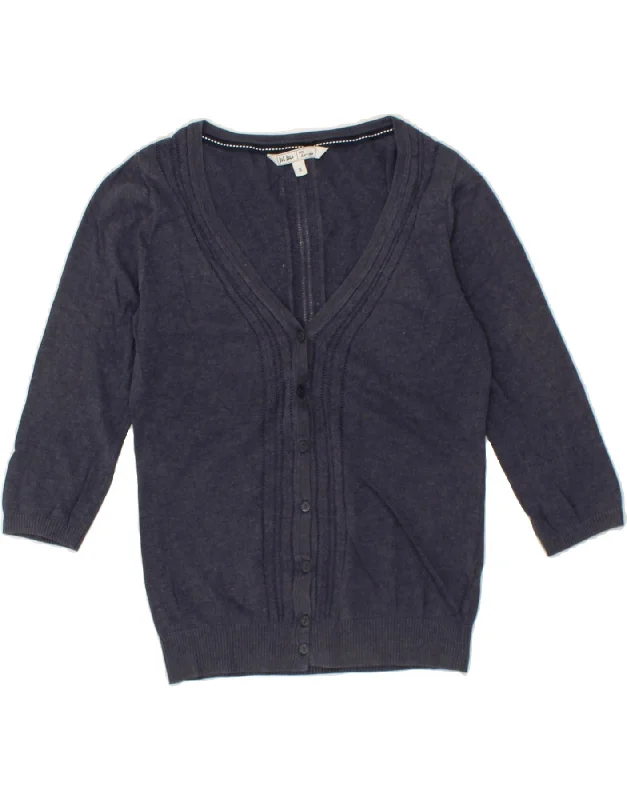FAT FACE Womens 3/4 Sleeve Cardigan Sweater UK 8 Small Navy Blue Beaded Cardigan Sequined Faux Fur FAT FACE Womens 3/4 Sleeve Cardigan Sweater UK 8 Small Navy Blue Beaded Cardigan Sequined Faux Fur