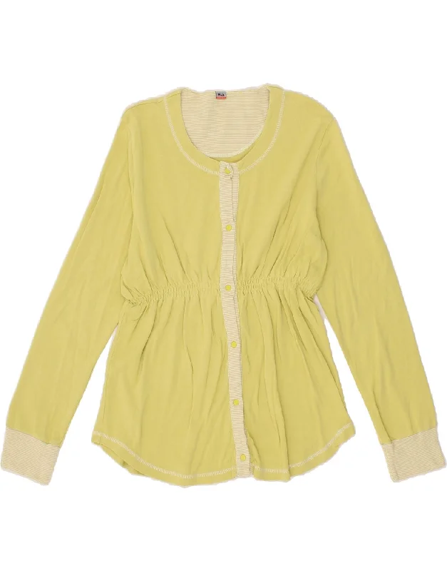 FILA Womens Cardigan Sweater UK 18 XL Yellow Cotton Solid Print Embellished